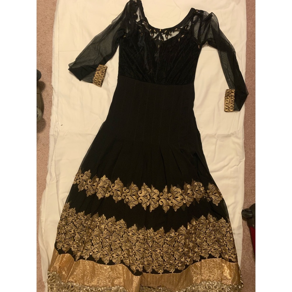 Black and gold long sleeves indian gown